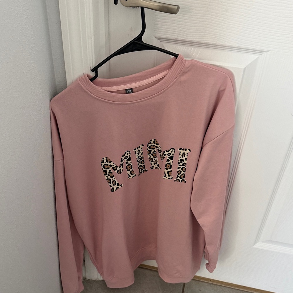 SHEIN Pink Sweatshirt with Leopard Print Detail